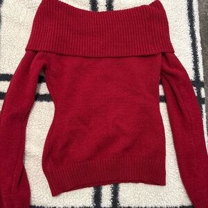 Off-the-Shoulder Red Women's Sweater